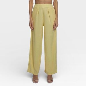 PEIXOTO Jocelyn-Quinni Pants Yellow XSMALL RAYON LINEN Wide Leg Colorful